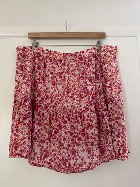 J. Crew Pink Multi Floral Tiered Skater Skirt